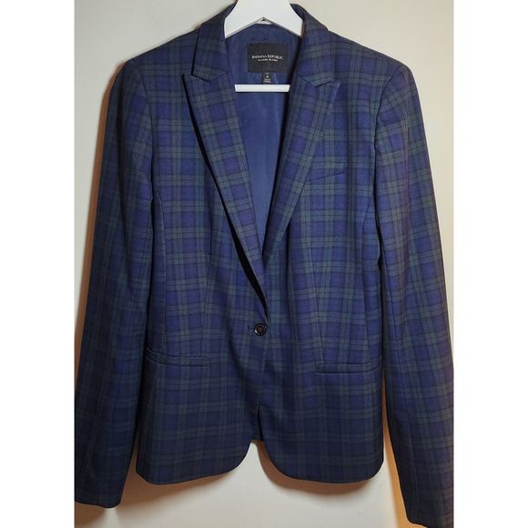 Banana Republic Jackets & Blazers - Banana Republic Classic Blazer, Black Watch Tartan, Size 6 Tall